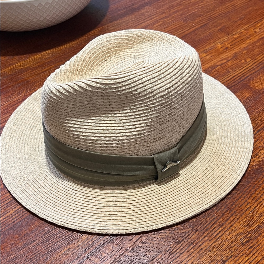Tommy Bahama Natural Straw Hat with Green Band